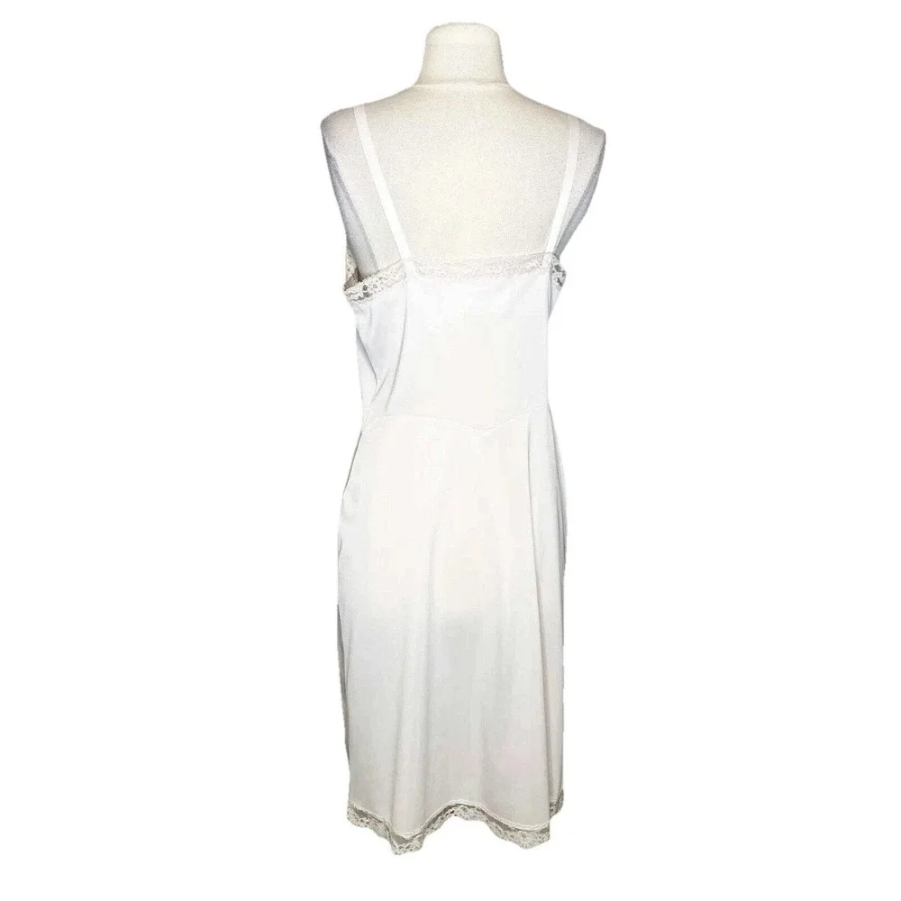 Gossard Artemis Vintage White Lace Trim Full Slip Antron Nylon Lingerie Size 38
